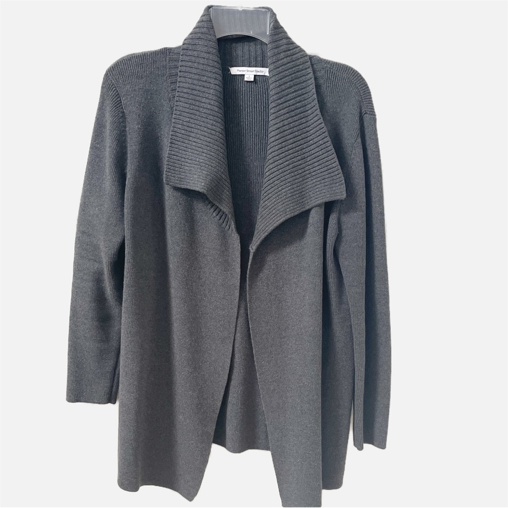 Open Drape Knit Cardigan Grey Charcoal Size Small